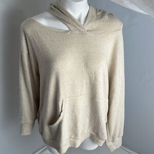 Elan gold metallic super soft cutout hoodie L